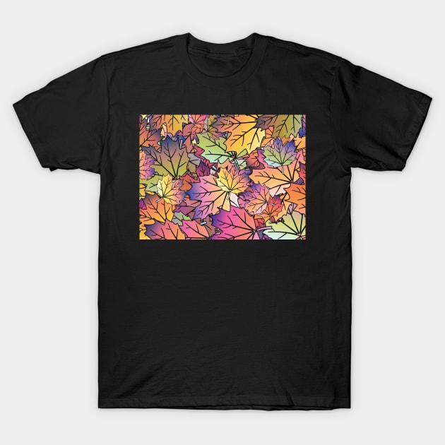 Vibrant Leaves Pattern T-Shirt by PandLCreations